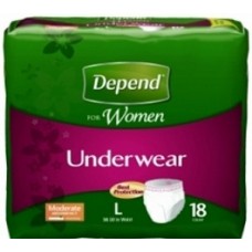 Depends Briefs by Kimberly-Clark,FEMALE, LG, 36-48" (One case of 72 briefs)